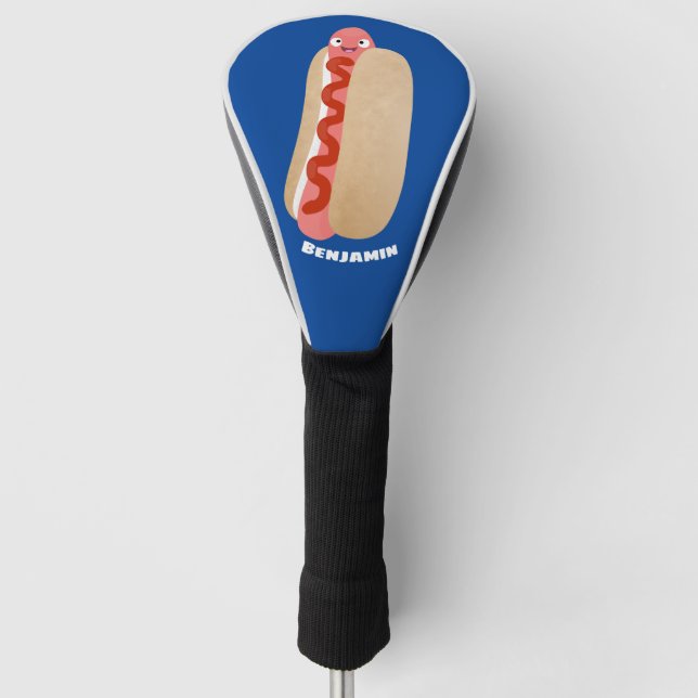 Cute funny hot dog Weiner cartoon  Golf Head Cover (Front)