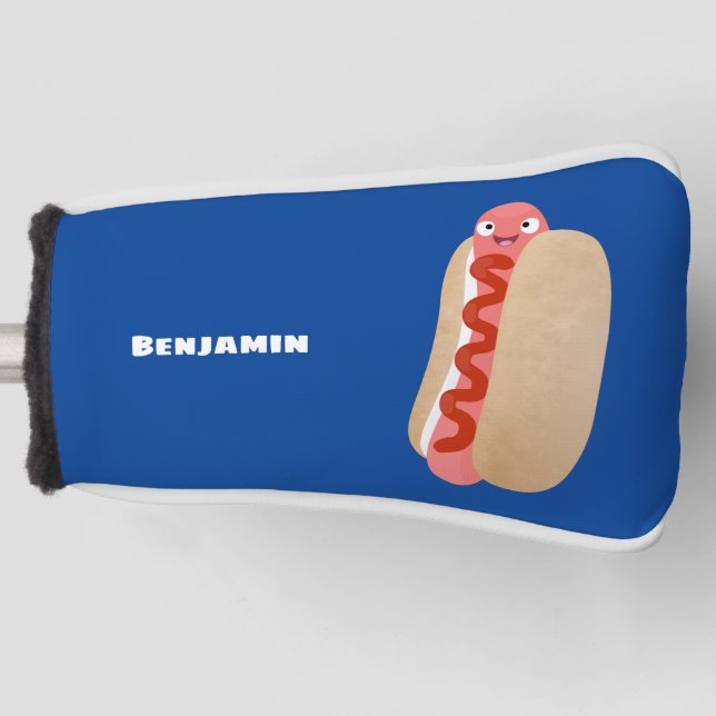 Cute funny hot dog Weiner cartoon  Golf Head Cover (Front)