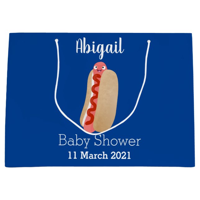 Cute funny hot dog Weiner cartoon  Large Gift Bag (Front)