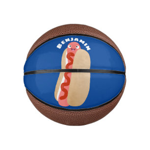 Cute funny hot dog Weiner cartoon Mini Basketball