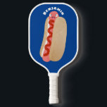 Cute funny hot dog Weiner cartoon Pickleball Paddle<br><div class="desc">This funny hot dog is ready with ketchup for lunch! Drawn in cute cartoon style.</div>