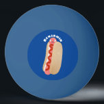 Cute funny hot dog Weiner cartoon Ping Pong Ball<br><div class="desc">This funny hot dog is ready with ketchup for lunch! Drawn in cute cartoon style.</div>
