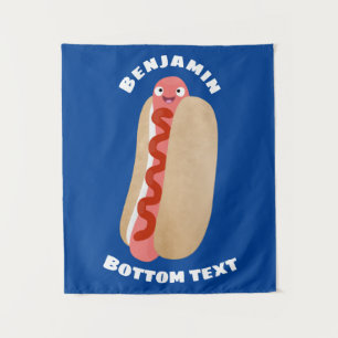 Cute funny hot dog Weiner cartoon Tapestry