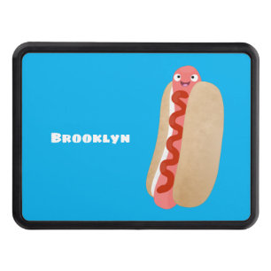 Cute funny hot dog Weiner cartoon Trailer Hitch Cover
