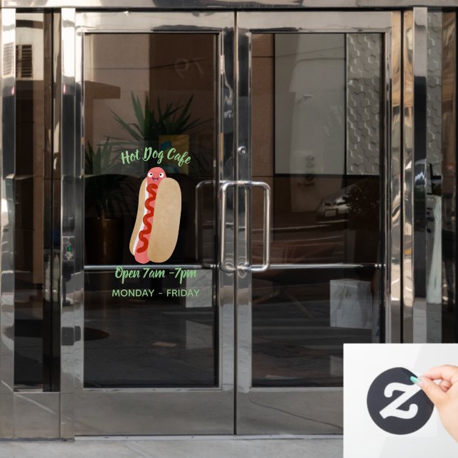 Cute funny hot dog Weiner cartoon Window Cling (Office Door)