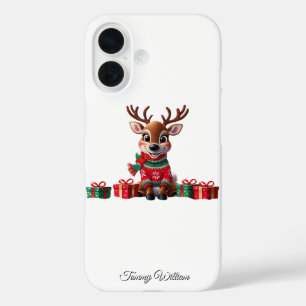 Cute Funny Humour Trendy Modern Merry Christmas iPhone 16 Case