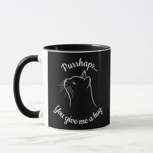 Cute funny humourous cat black white mug (Left)