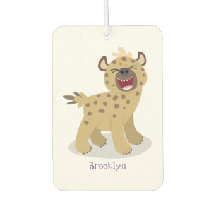 Cute funny hyena laughing cartoon illustration  air freshener