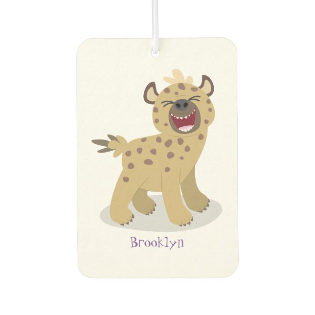 Cute funny hyena laughing cartoon illustration  air freshener (Front)