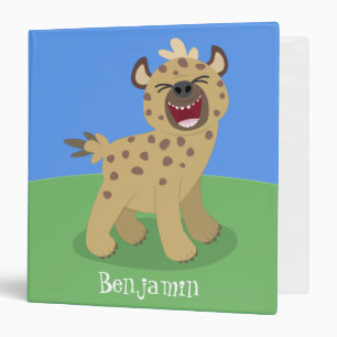 Cute funny hyena laughing cartoon illustration binder