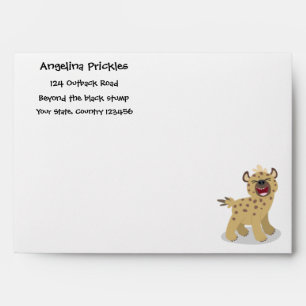 Cute funny hyena laughing cartoon illustration envelope