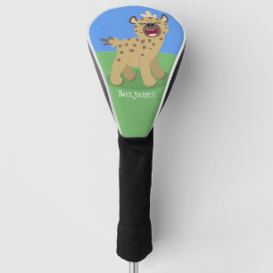 Cute funny hyena laughing cartoon illustration golf head cover