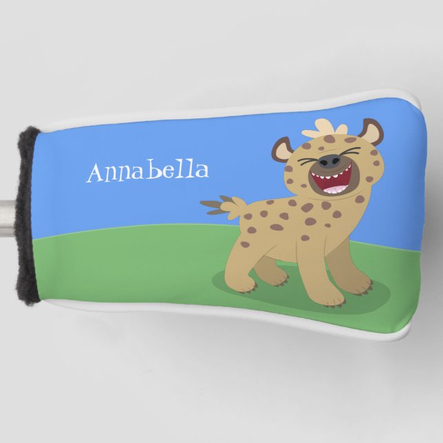 Cute funny hyena laughing cartoon illustration golf head cover (Front)