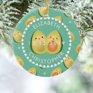 Cute Funny I love You Avocado Couple Anniversary Ceramic Ornament