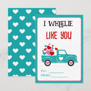 Cute Funny I Wheely Like You Valentine's Class Card