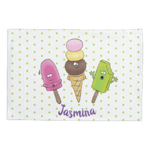 Cute funny ice cream popsicle cartoon pillowcase