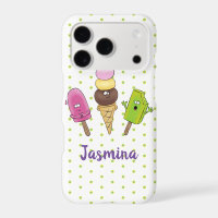 Cute funny ice cream popsicle cartoon trio