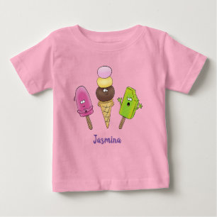 Cute funny ice cream popsicle cartoon trio baby T-Shirt