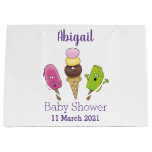 Cute funny ice cream popsicle cartoon trio large gift bag