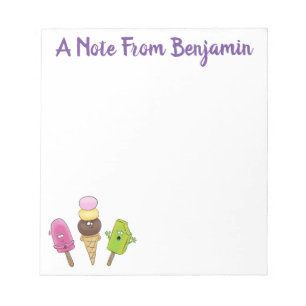 Cute funny ice cream popsicle cartoon trio notepad