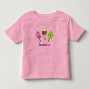 Cute funny ice cream popsicle cartoon trio toddler t-shirt
