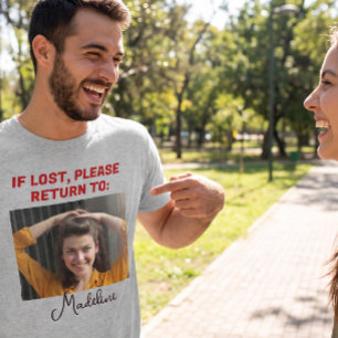 Cute Funny If Lost Please Return To Couple’s Photo T-Shirt