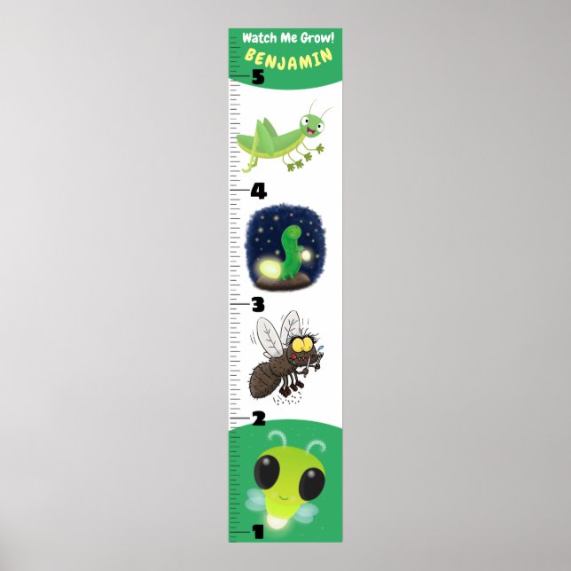 Cute funny insects cartoon growth chart (Front)