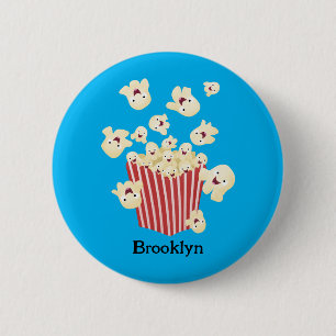 Cute funny jumping popcorn cartoon 2 inch round button