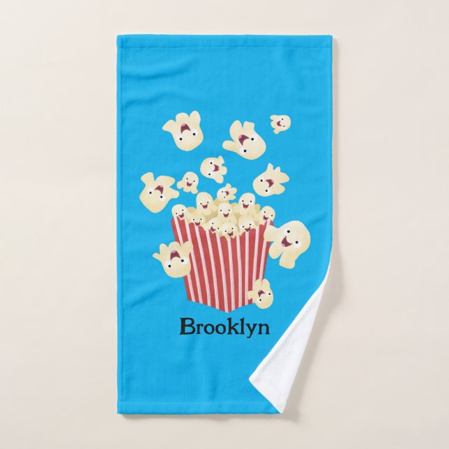 Cute funny jumping popcorn cartoon bath towel set (Hand Towel)