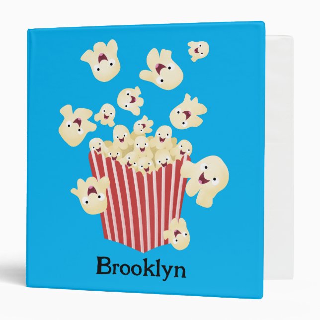 Cute funny jumping popcorn cartoon binder (Front/Inside)