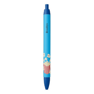 Cute funny jumping popcorn cartoon black ink pen
