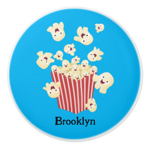 Cute funny jumping popcorn cartoon ceramic knob