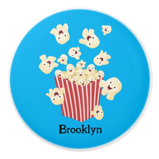 Cute funny jumping popcorn cartoon ceramic knob (Front)