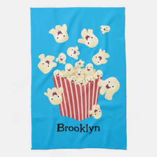 Cute funny jumping popcorn cartoon kitchen towel