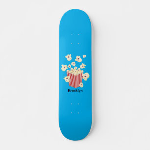 Cute funny jumping popcorn cartoon skateboard