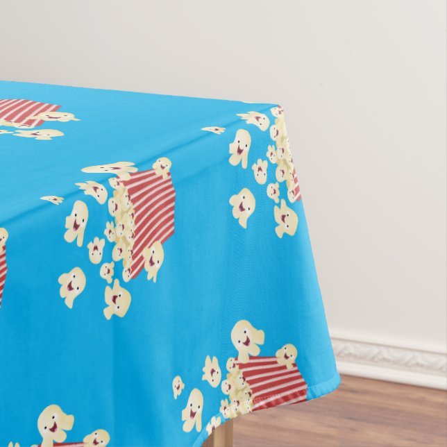 Cute funny jumping popcorn cartoon tablecloth (In Situ)