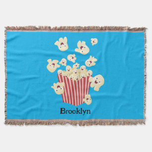 Cute funny jumping popcorn cartoon throw blanket