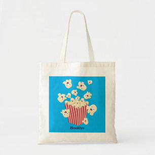 Cute funny jumping popcorn cartoon tote bag