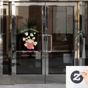 Cute funny jumping popcorn cartoon window cling