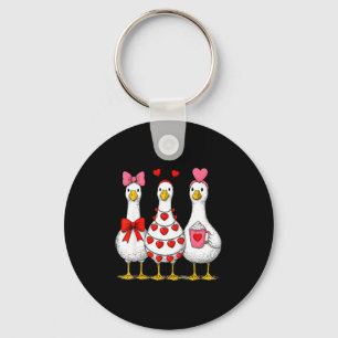 Cute Funny Just A Love Goose Duck Lovers Valentine Keychain