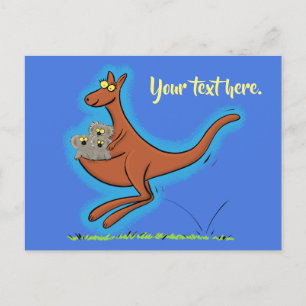 Cute funny kangaroo and koalas cartoon card