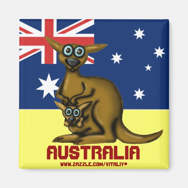 Cute funny kangaroo Australia magnet (Front)
