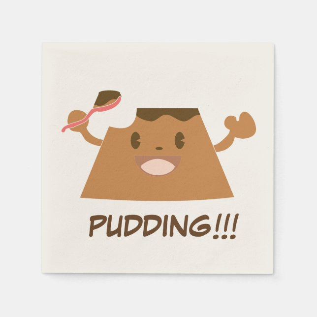 Cute Funny Kawaii Chocolate PUDDING !! Napkin (Front)