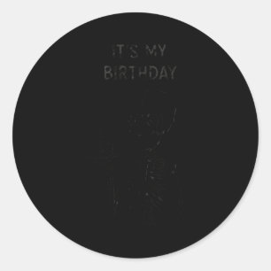 Cute Funny Kawaii Skeleton Birthday Skull Happy Wo Classic Round Sticker