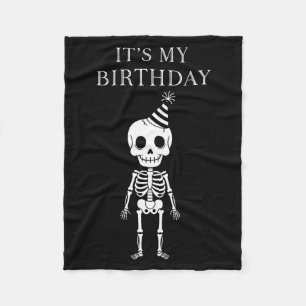 Cute Funny Kawaii Skeleton Birthday Skull Happy Wo Fleece Blanket