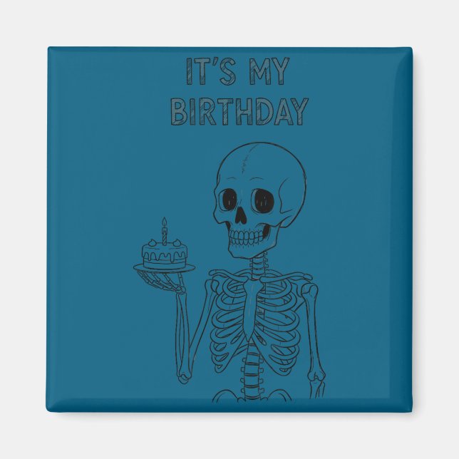 Cute Funny Kawaii Skeleton Birthday Skull Happy Wo Magnet (Front)