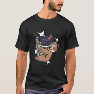 Cute Funny Kawaii Sloth Hugging Bubble Tea Anime T-Shirt