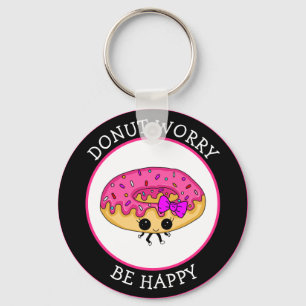 Cute Funny Kawaii Style Doughnut Puns  Keychain