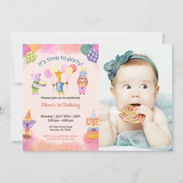 Cute Funny | Kids Photo Birthday Invitation (Front)