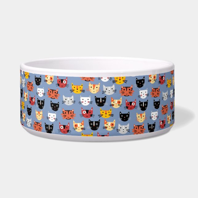 Cute Funny Kitty Cat Faces Pattern Blue (Front)